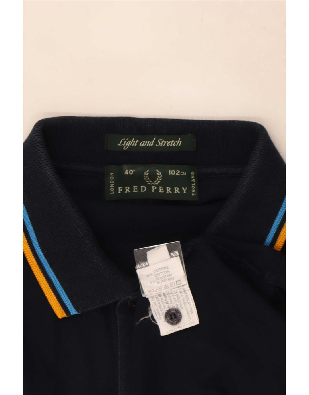 Camisa polo masculina Fred Perry média listrada azul marinho de algodão