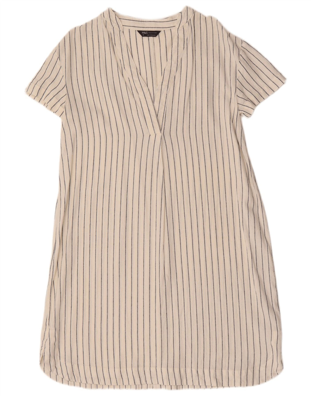 Vestido feminino grande Marks & Spencer UK 10 listrado branco pequeno