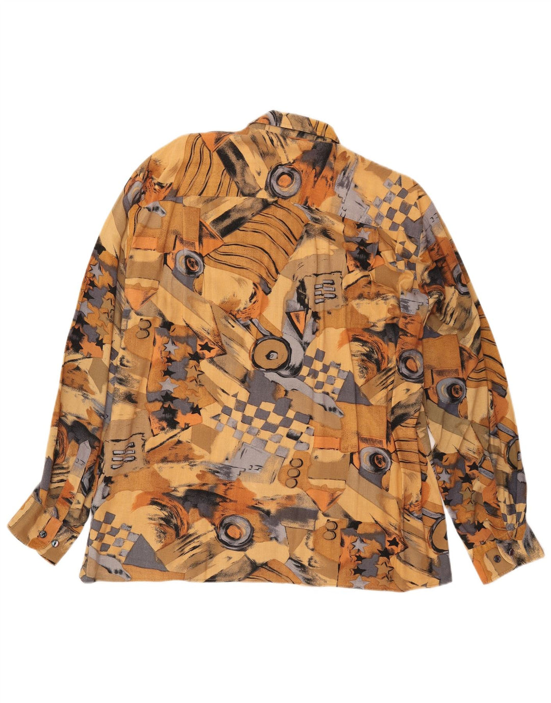 Camisa masculina VINTAGE com padrão abstrato tamanho 41/42 grande viscose marrom