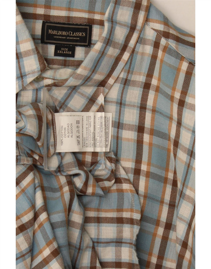 Camisa masculina de flanela Marlboro Classics 2XL algodão xadrez azul