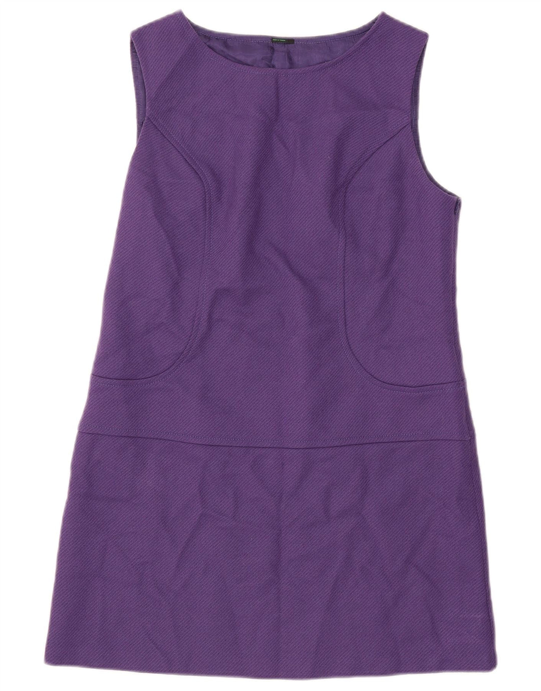 Vestido feminino Benetton sem mangas UK 14 grande lã roxa