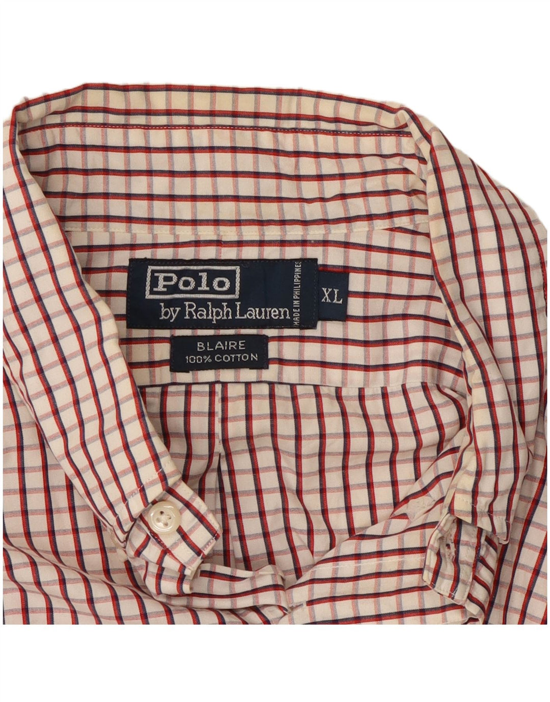 POLO RALPH LAUREN Camisa masculina Blaire Loose Fit XL algodão xadrez vermelho