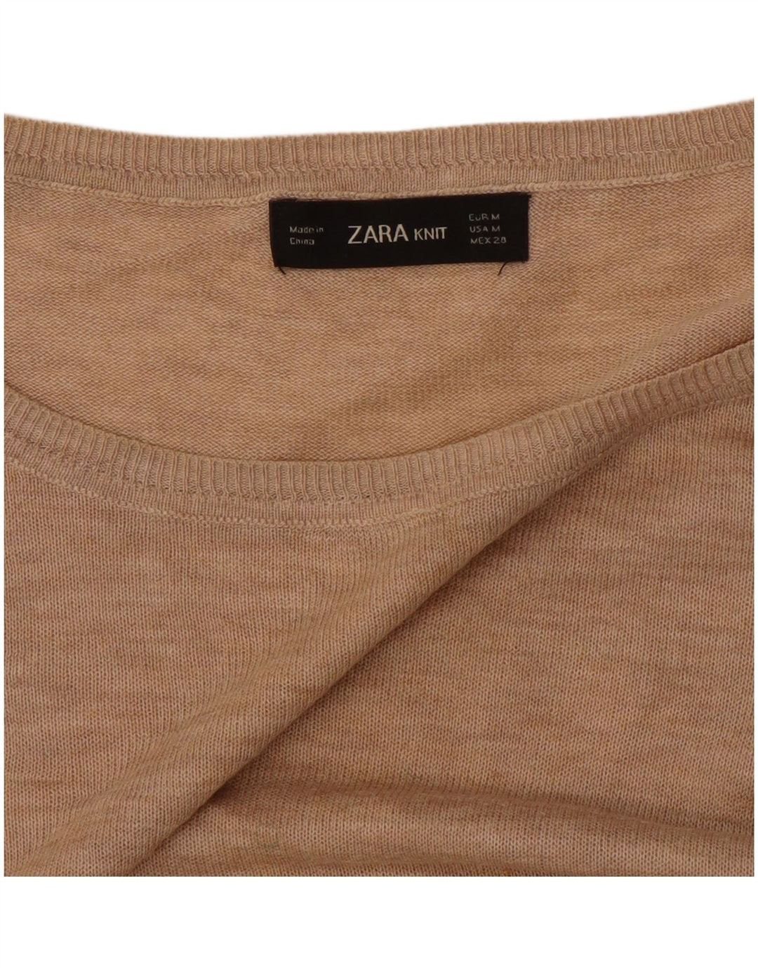 Zara Suéter feminino oversized com gola canoa Reino Unido 14 médio bege