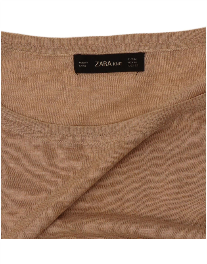 Zara Suéter feminino oversized com gola canoa Reino Unido 14 médio bege