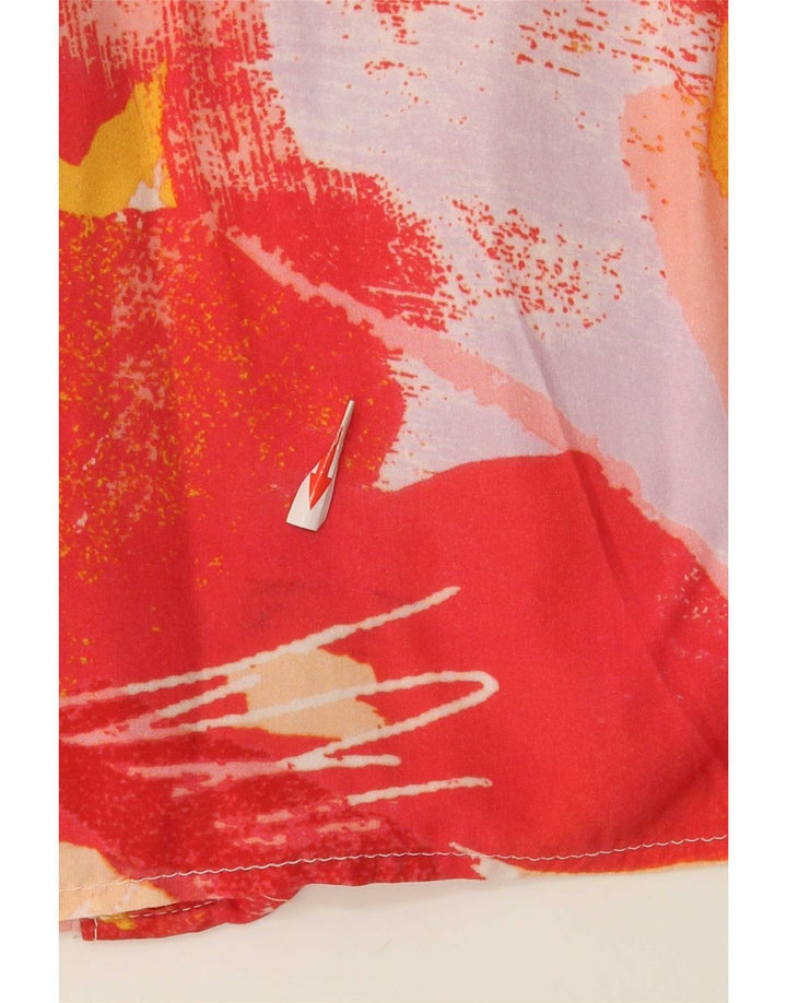 Blusa feminina vintage com estampa abstrata UK 10 pequena multicolorida