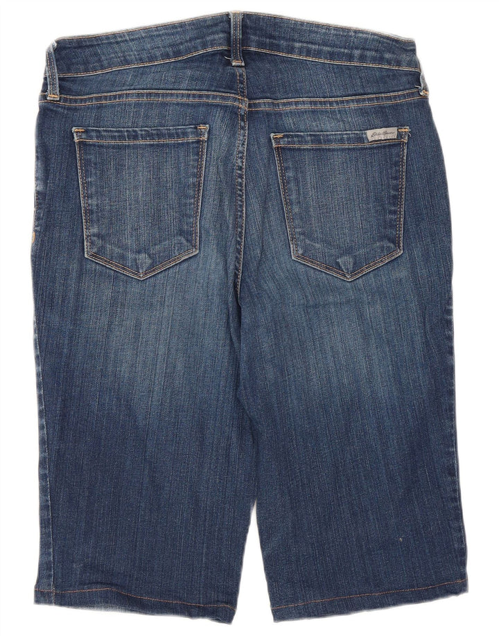 Shorts jeans feminino Eddie Bauer ligeiramente curvilíneo EUA 4 pequeno W28 algodão azul
