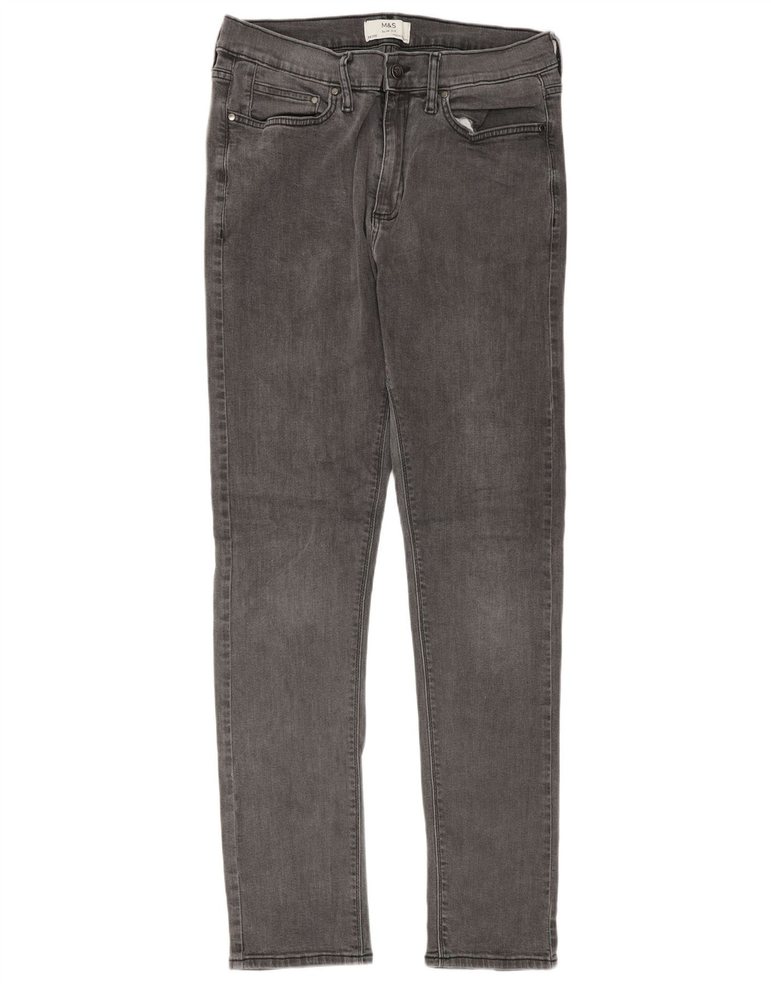 Marks & Spencer Mens Slim Jeans W34 L33 Algodão Cinza