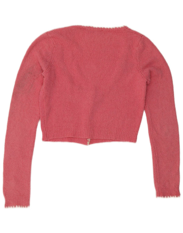 Suéter cardigã feminino Zara UK 12 algodão rosa médio