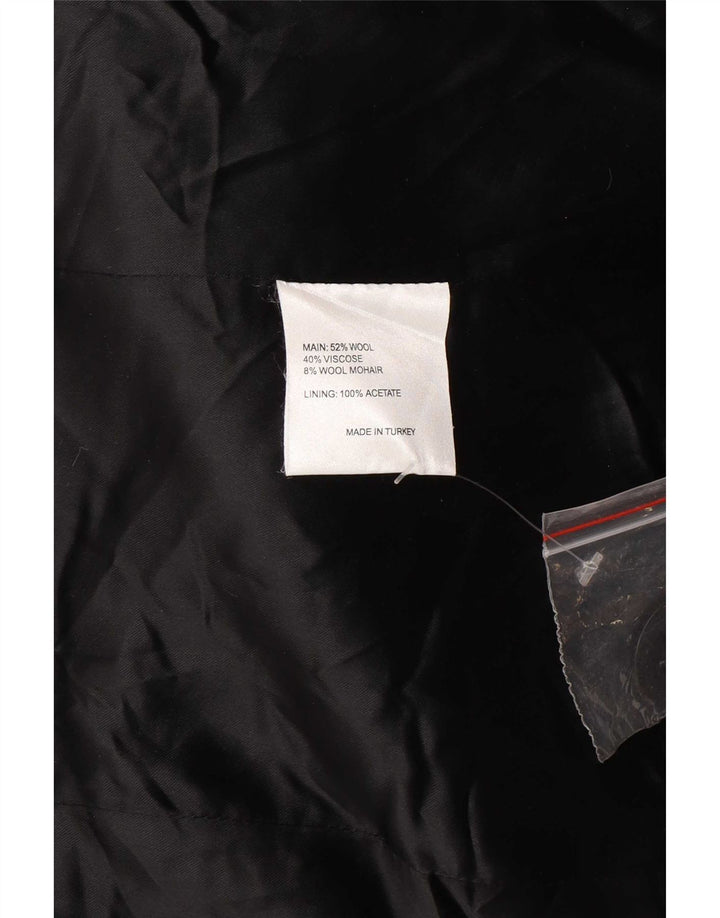 Casaco feminino Karen Millen com peito duplo Reino Unido 10 lã espinha de peixe preta pequena