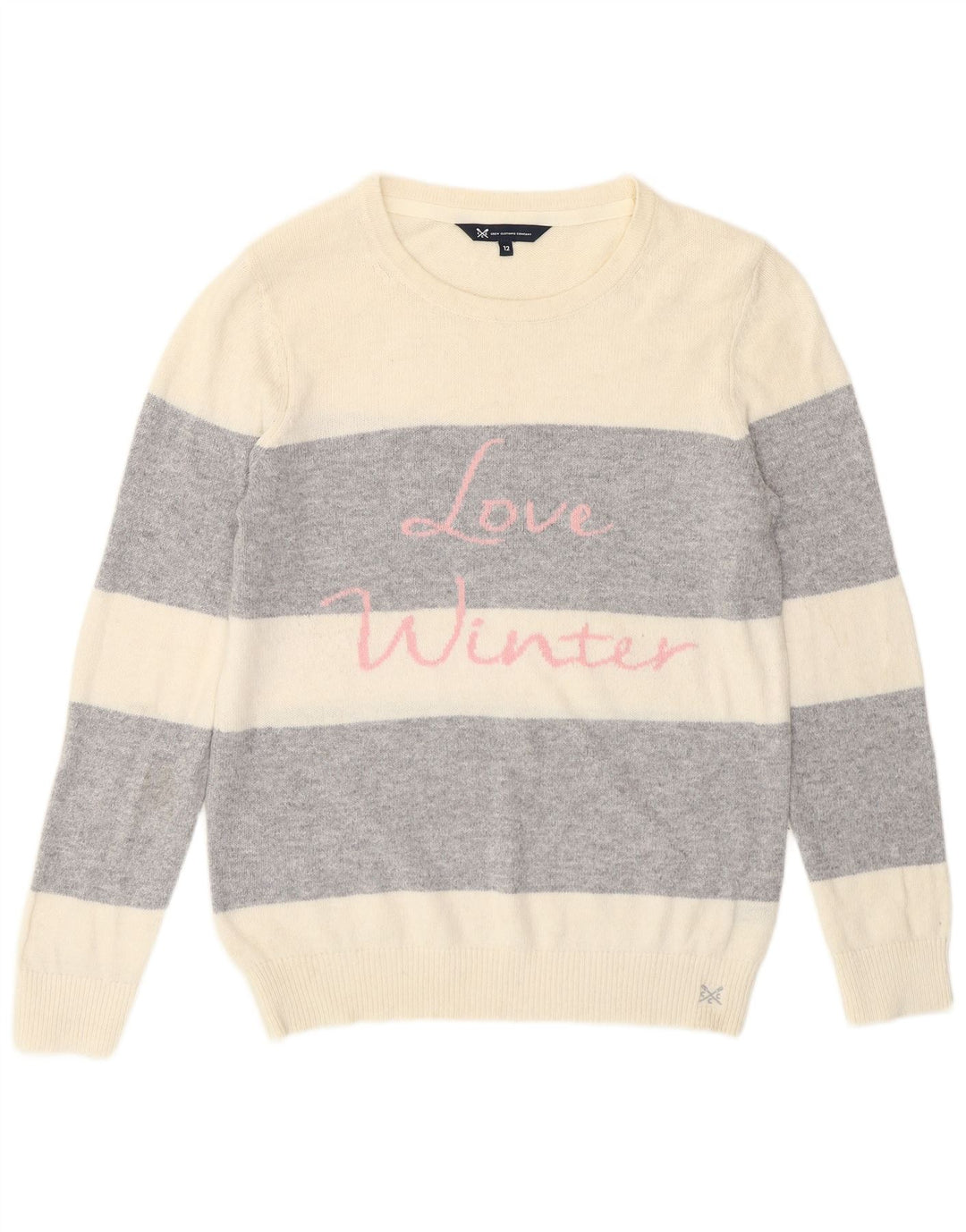 Suéter feminino Crew Clothing com gola redonda UK 12 Médio Off White