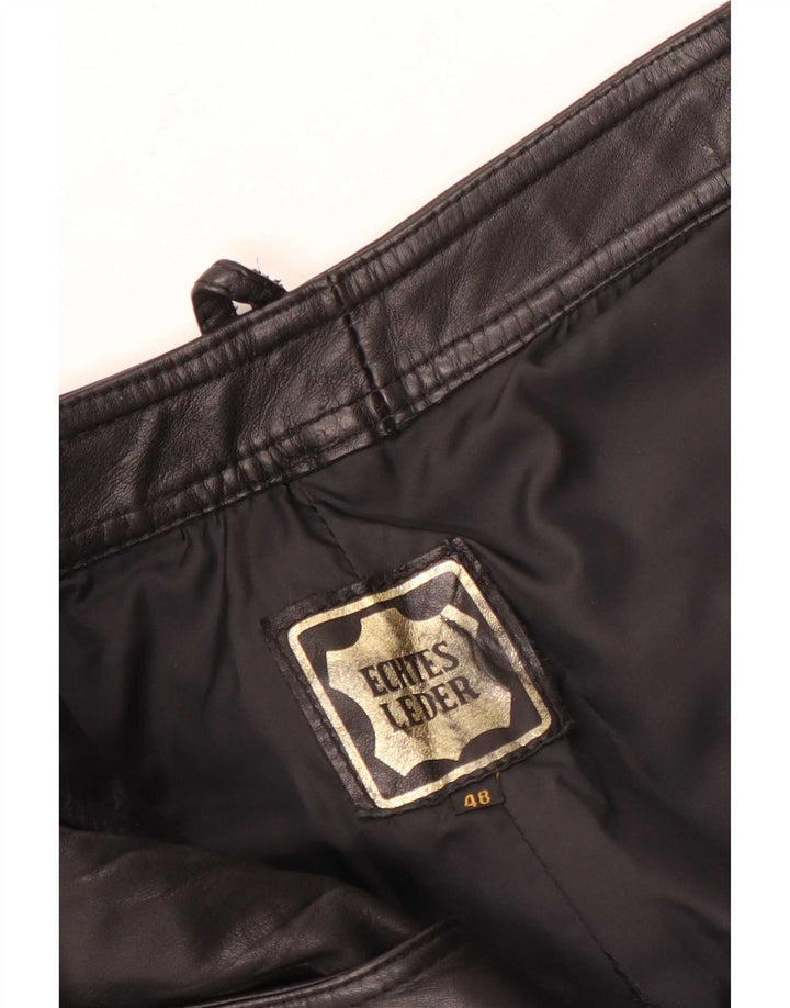 Calça feminina vintage de couro bootcut W28 L30 couro preto