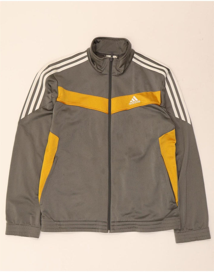 Adidas Mens Treino Top Jaqueta Pequena Cinza Colorblock Poliéster