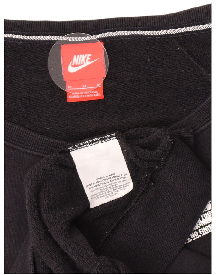 Nike feminino gráfico oversized moletom jumper UK 14 médio preto algodão