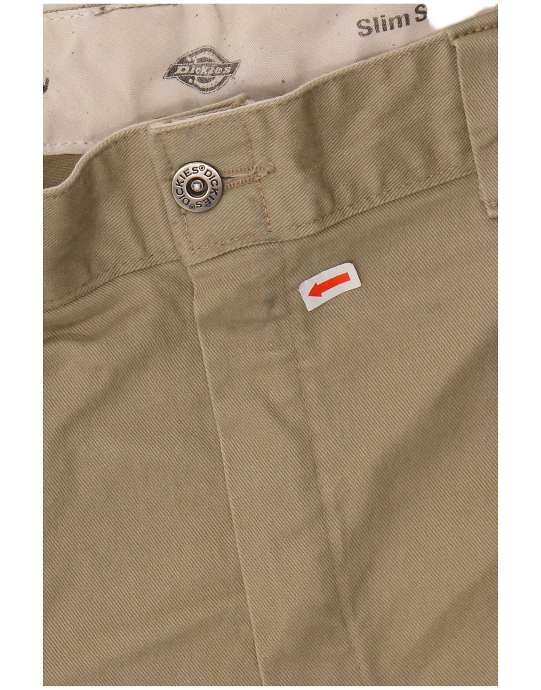 DICKIES Mens Slim Skinny Chino Calças W38 L34 Algodão Bege