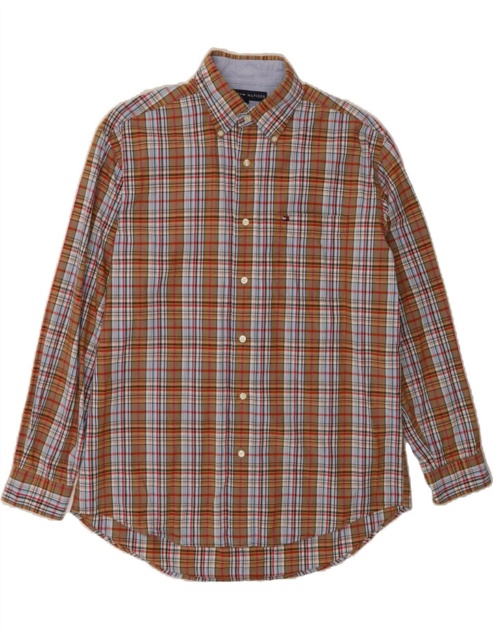 TOMMY HILFIGER Mens Shirt Small Brown Plaid Cotton Vintage Tommy Hilfiger and Second-Hand Tommy Hilfiger from Messina Hembry 
