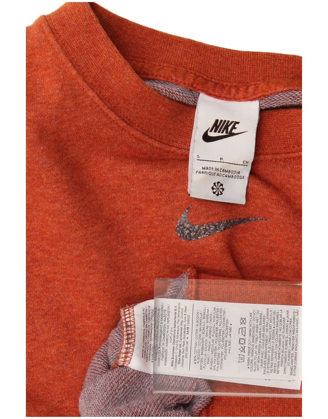 Nike Womens Crop Oversized Moletom Jumper UK 10 Pequeno Laranja Algodão