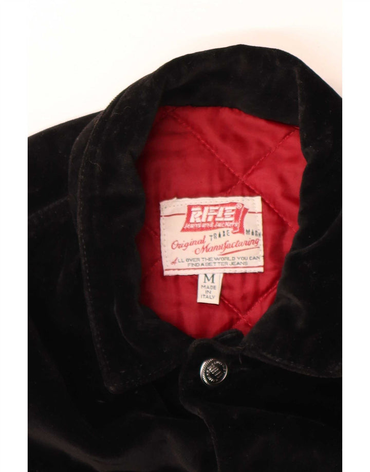 Jaqueta bomber de veludo feminina Rifle UK 12 algodão preto médio