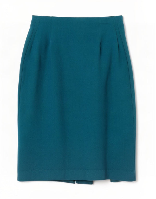 Saia reta feminina vintage W24 XS espinha de peixe azul