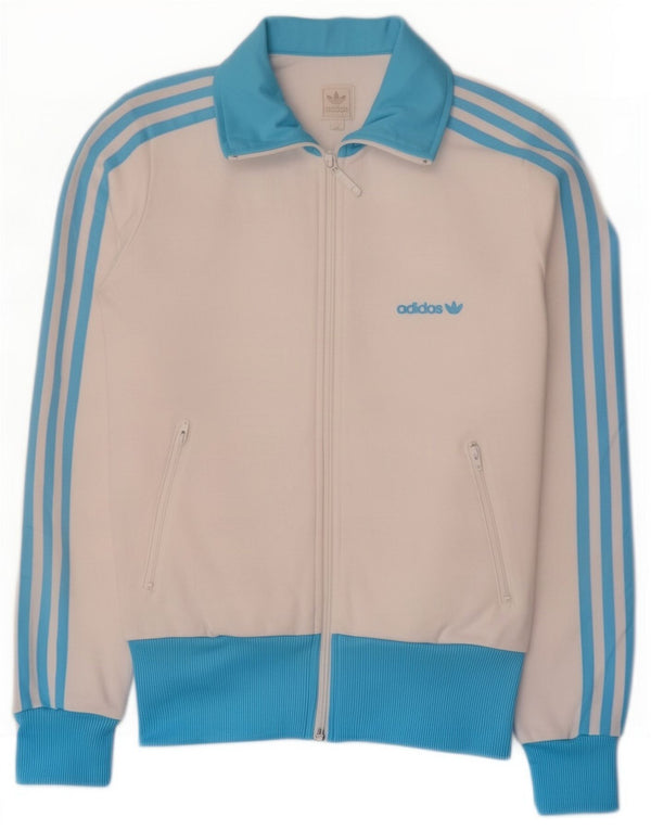 Adidas Womens Tracksuit Top Jacket EU 34 XS Branco Colourblock Algodão