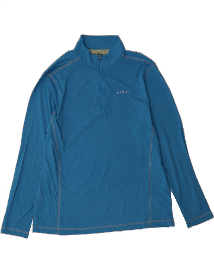 ORVIS Mens Zip Neck Pullover Tracksuit Top Large Blue Polyester Vintage Orvis and Second-Hand Orvis from Messina Hembry 