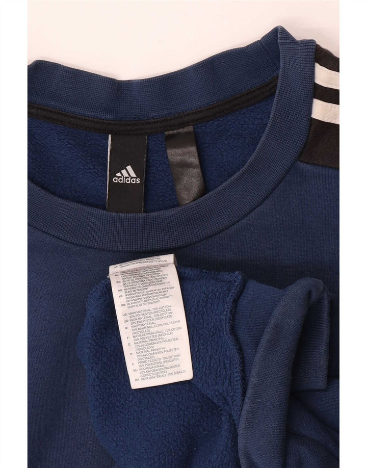 Adidas Mens Moletom Jumper Médio Azul Colorblock Algodão