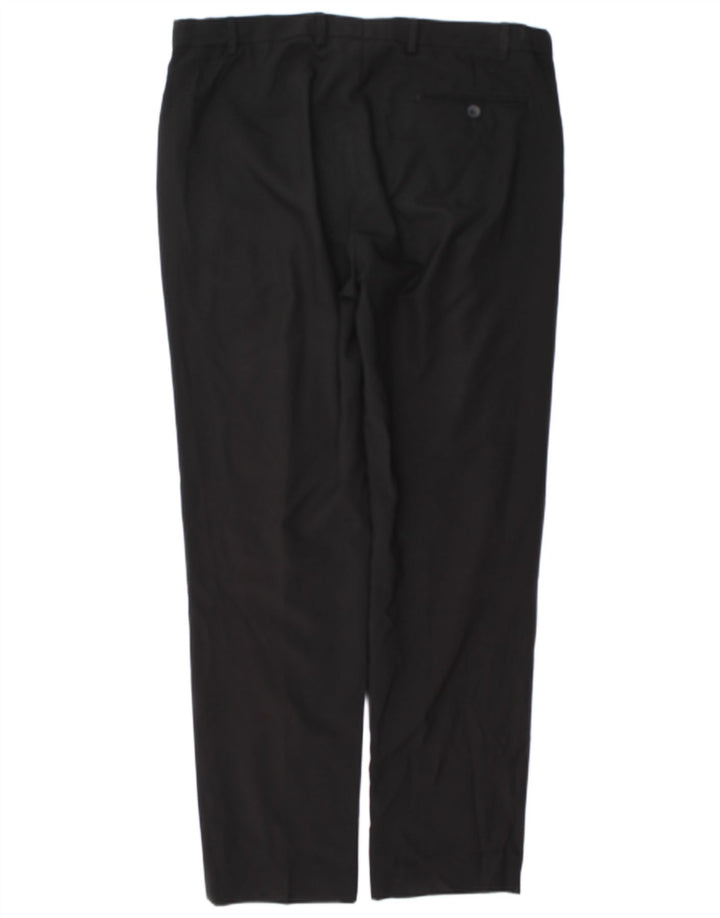 Calça masculina reta regular Marks & Spencer W38 L33 poliéster preto