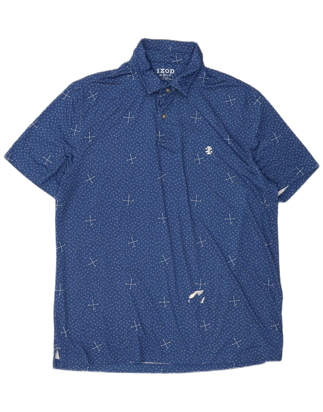 Camisa polo masculina IZOD grande poliéster manchado azul