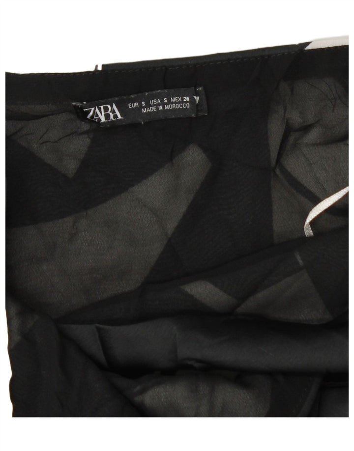 Mini vestido de verão feminino Zara Reino Unido 8 pequeno preto geométrico