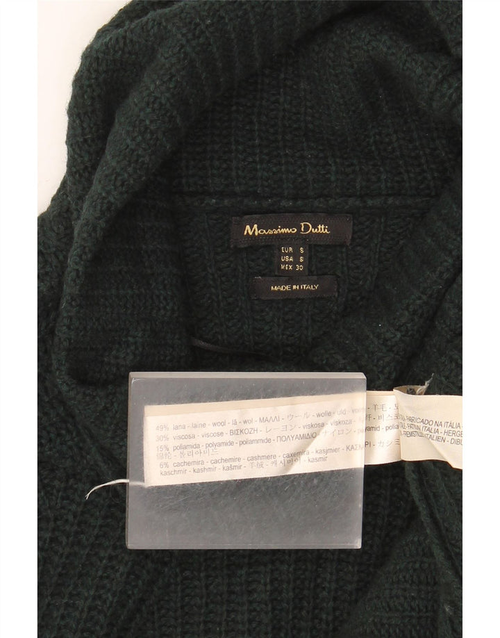 Suéter feminino Massimo Dutti com gola redonda Reino Unido 10 lã verde pequena