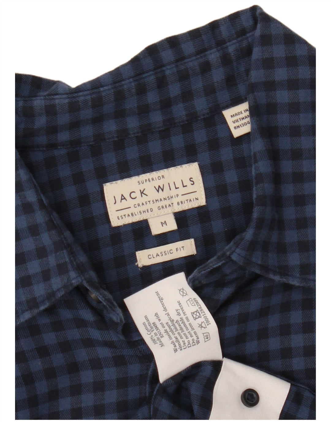 JACK WILLS Camisa masculina de flanela clássica de ajuste médio azul marinho algodão guingão
