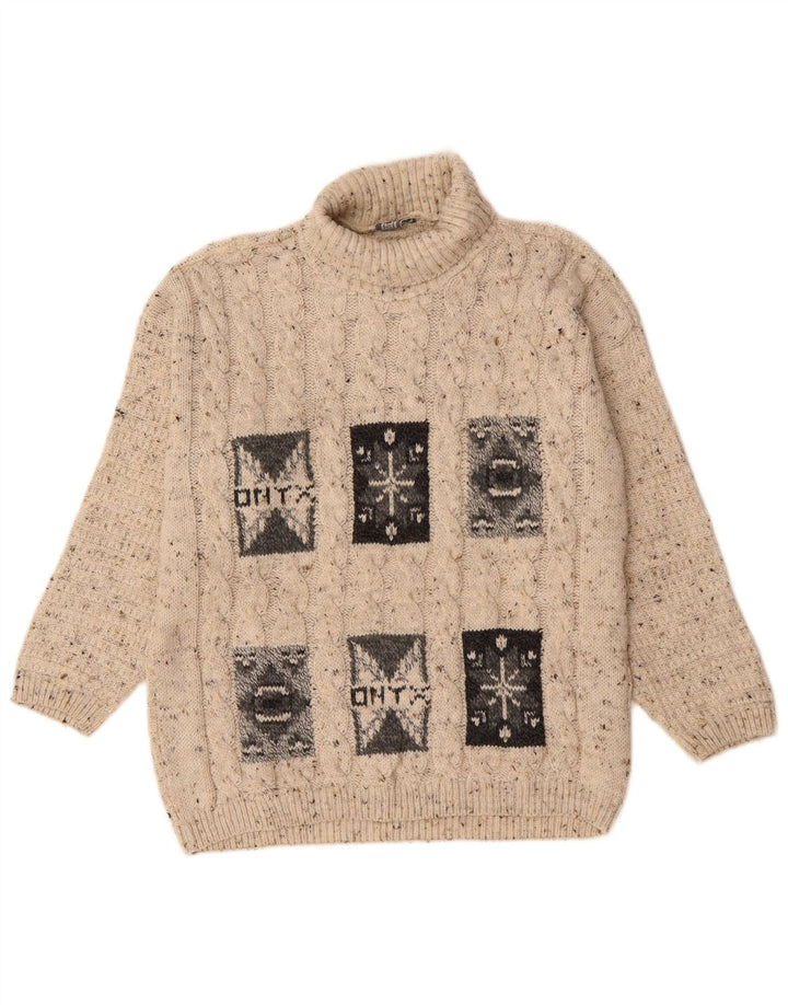 Suéter feminino Onyx com gola redonda Reino Unido 18 XL lã manchada bege