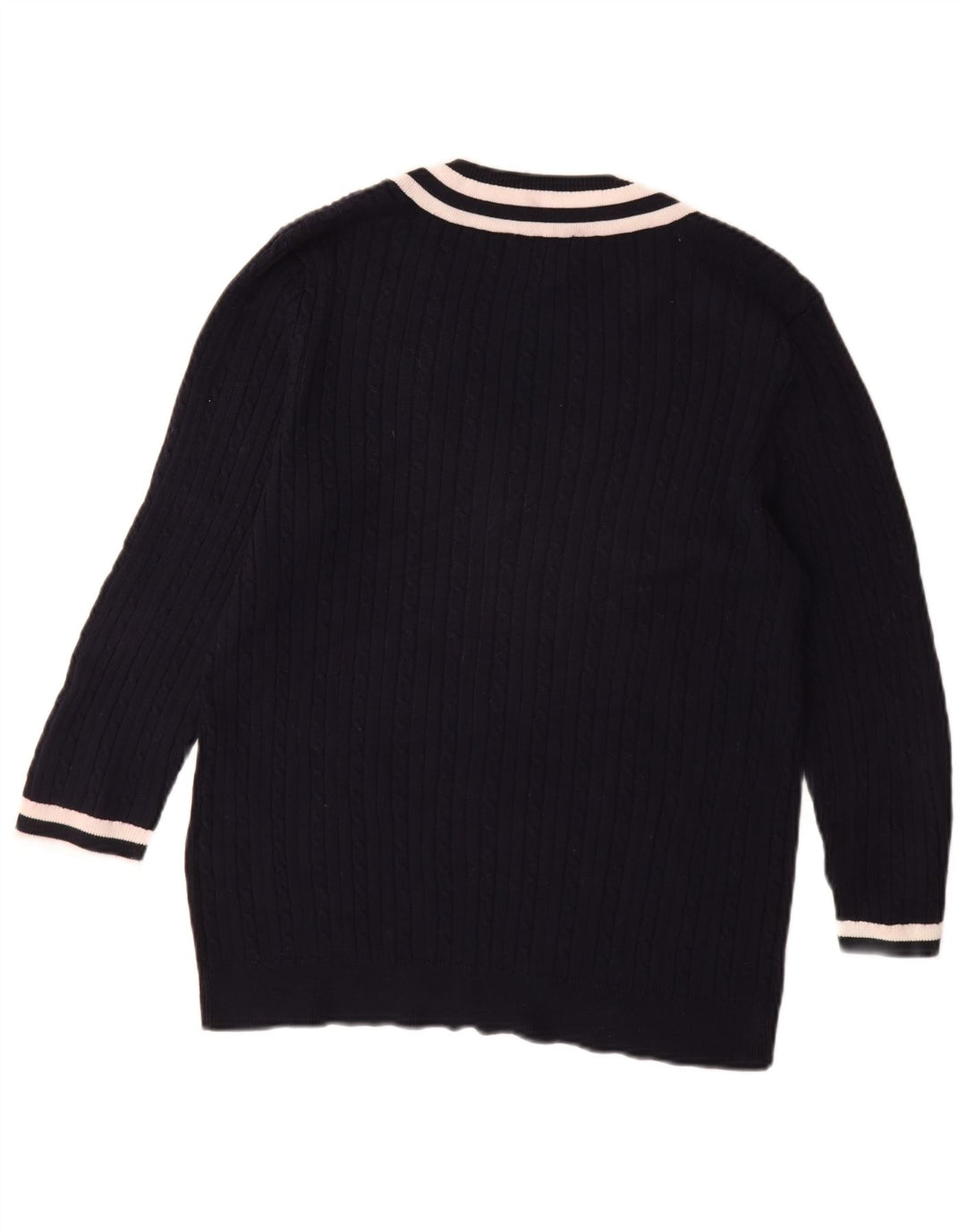 Suéter feminino CHAPS Classics manga 3/4 com decote em V Reino Unido 18 XL azul marinho