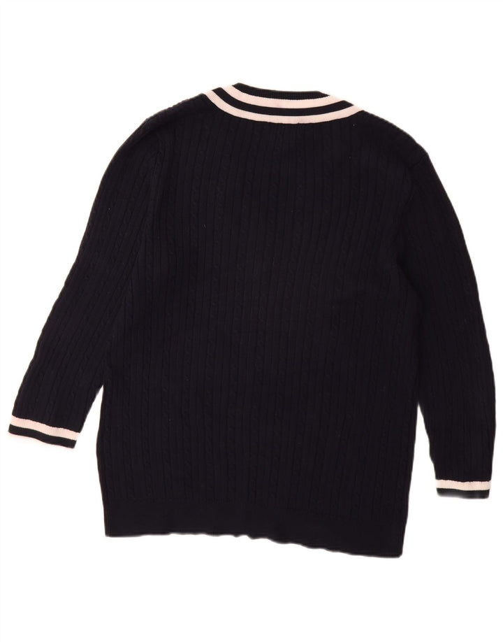 Suéter feminino CHAPS Classics manga 3/4 com decote em V Reino Unido 18 XL azul marinho