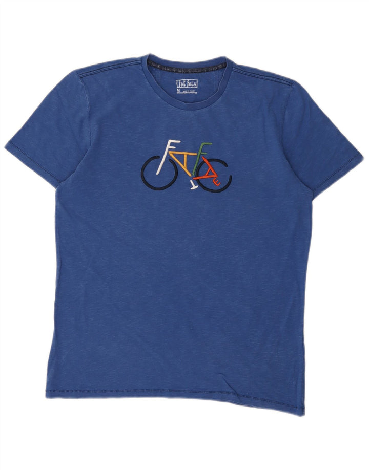 Camiseta gráfica masculina Fat Face Top algodão azul médio