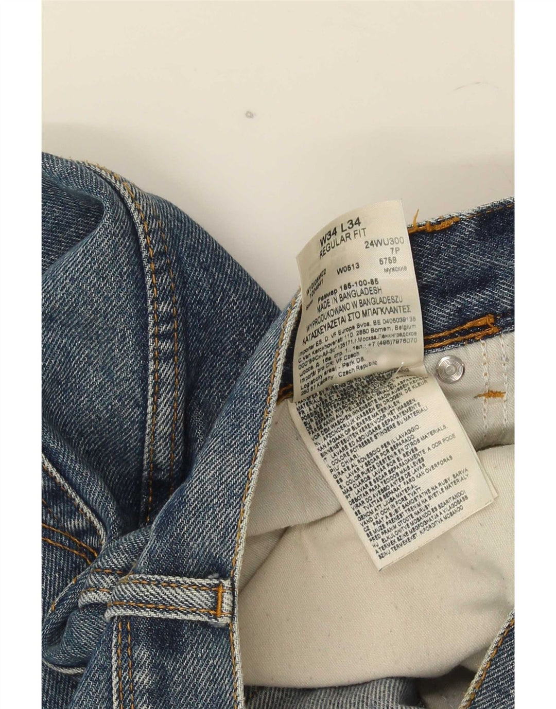 Wrangler Mens Regular Fit Jeans Reta W34 L34 Azul Algodão
