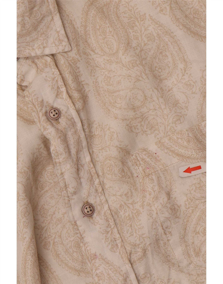 Camisa masculina Nautica grande linho paisley bege