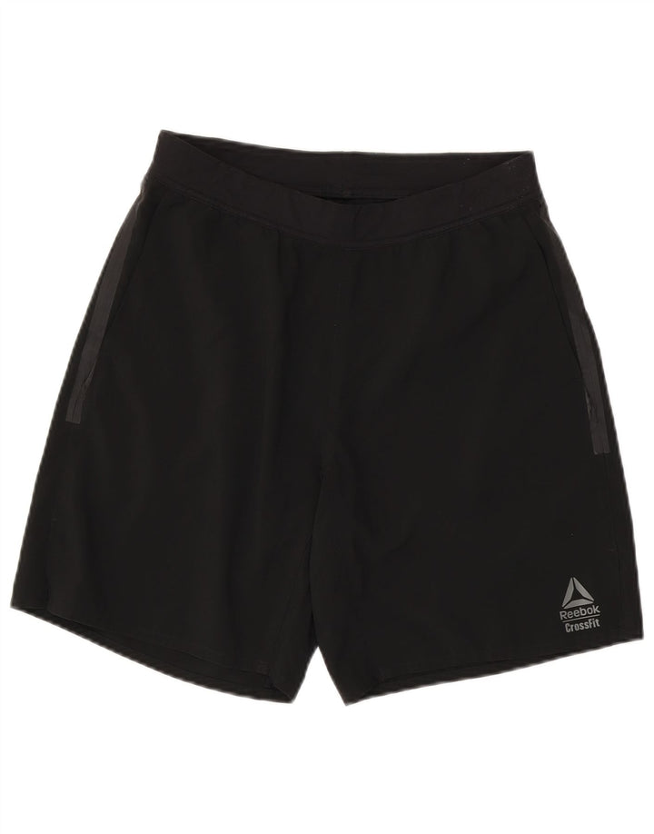 Shorts esportivos masculinos Reebok pequeno poliéster preto