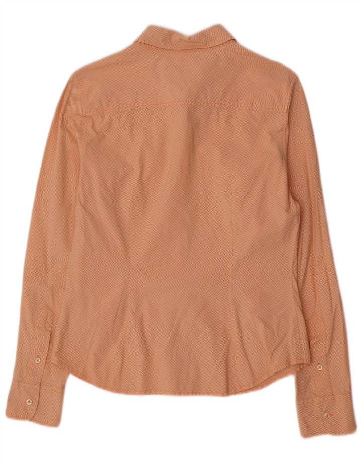 Camisa feminina Tommy Hilfiger US 8 médio laranja algodão guingão