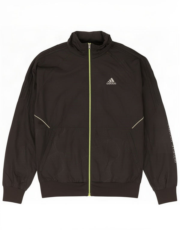 Adidas Mens Graphic Hooded Tracksuit Top Jaqueta Pequena Geométrica Preta
