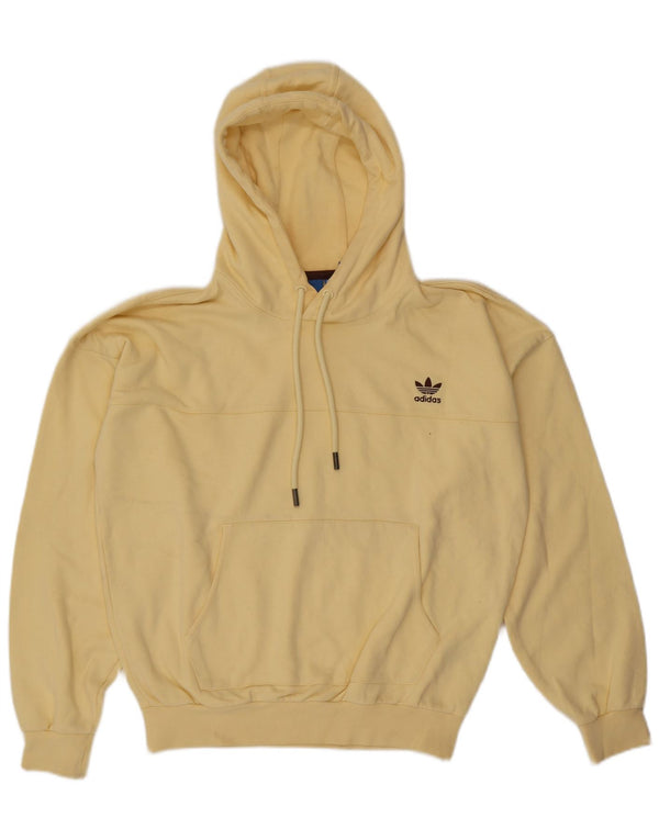 Adidas Womens Oversized Hoodie Jumper UK 14 Medium Yellow Cotton