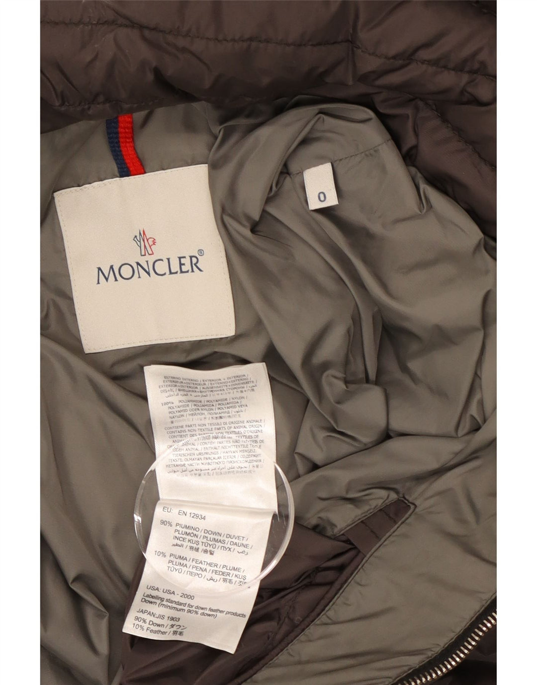 Jaqueta acolchoada com capuz feminino Moncler tamanho 0 XS cinza poliamida
