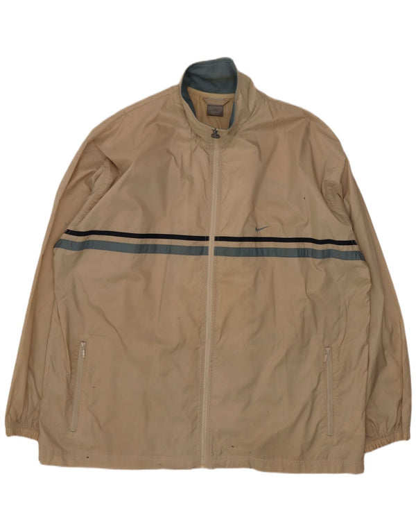 Nike Mens Tracksuit Top Jacket 2XL Bege Listrado Poliéster
