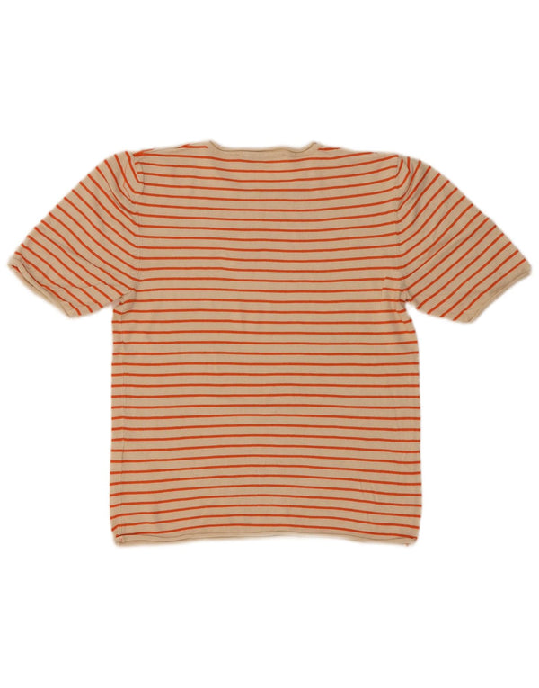 Camiseta feminina Zara Crop Top UK 12 Viscose listrada bege médio