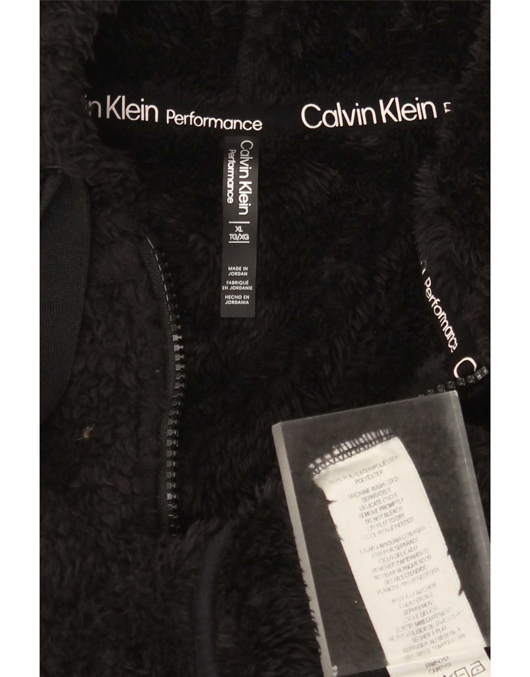 Jaqueta feminina de lã com capuz e capuz Calvin Klein UK 18 XL preto poliéster