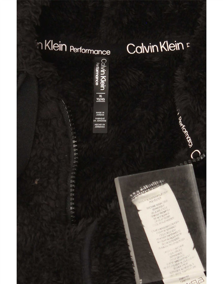 Jaqueta feminina de lã com capuz e capuz Calvin Klein UK 18 XL preto poliéster