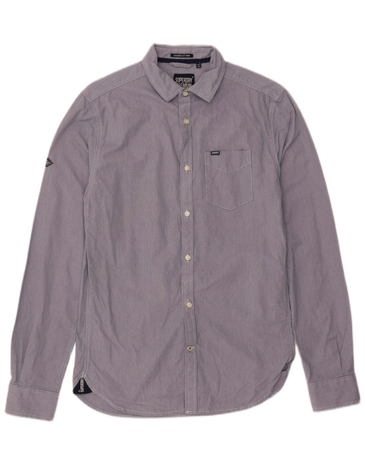 Camisa masculina SUPERDRY sob medida pequena listrada roxa de algodão