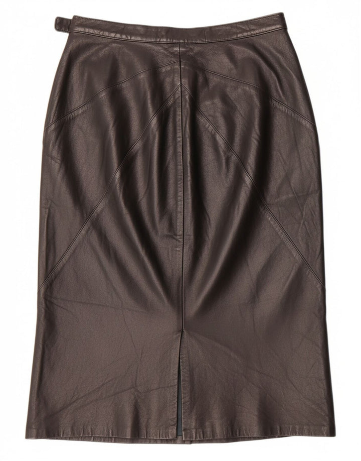 Saia feminina de couro VINTAGE IT 44 médio W30 preta