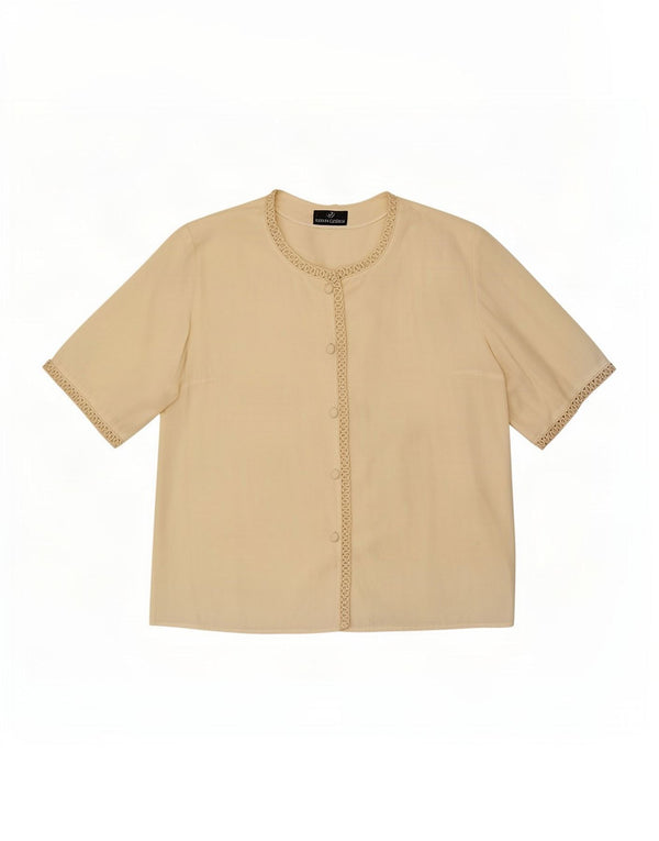 Donna Enrica Womens Short Sleeve Shirt Blouse UK 16 Large Off White