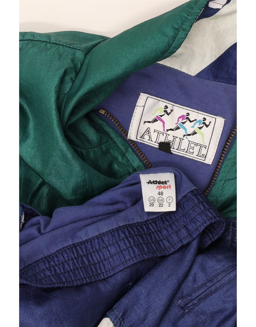 Jaqueta feminina ATHLETA com agasalho gráfico UK 22 3XL verde colorblock