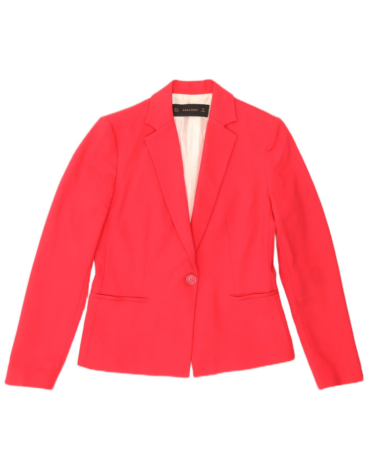 Jaqueta blazer feminina Zara com 1 botão Reino Unido 14 poliéster rosa médio